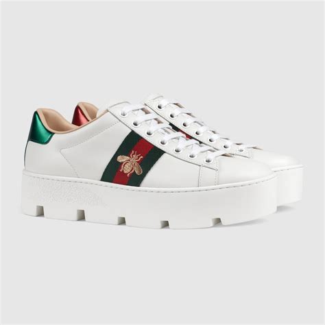 gucci ace enbroidered sneakers|Gucci ace platform sneakers.